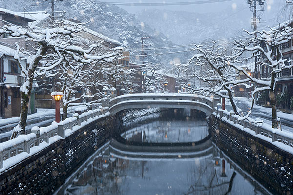 城崎温泉の雪化粧