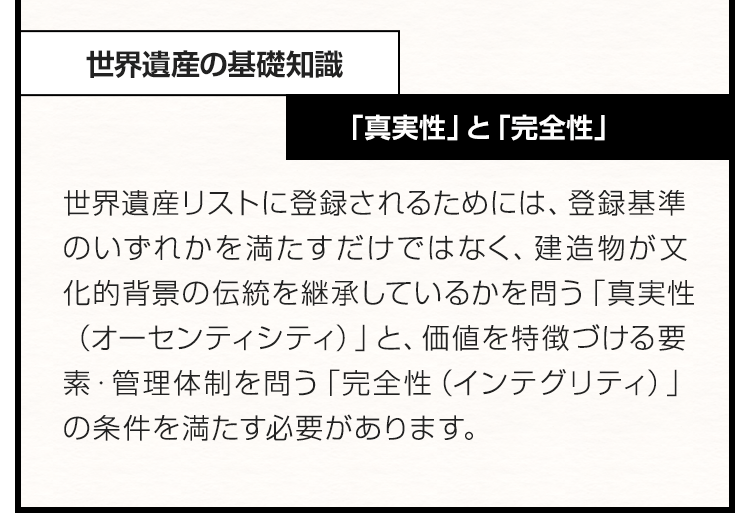 世界遺産の基礎知識　「真実性」と「完全性」