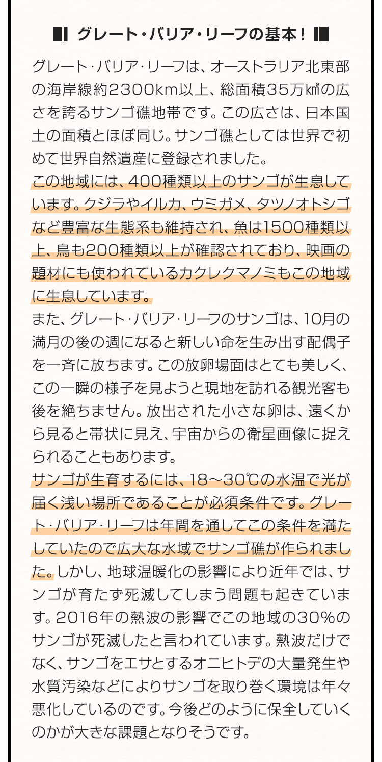 グレート・バリア・リーフの基本！