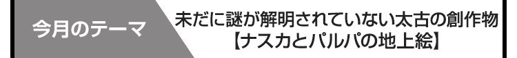 今月のテーマ　未だに謎が解明されていない太古の創作物【ナスカとパルパの地上絵】