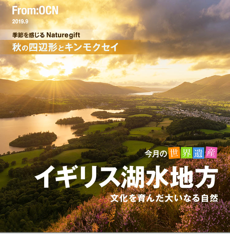 From:OCN 2019.9　今月の世界遺産　文化を育んだ大いなる自然 イギリス湖水地方　季節を感じる Nature gift　秋の四辺形とキンモクセイ