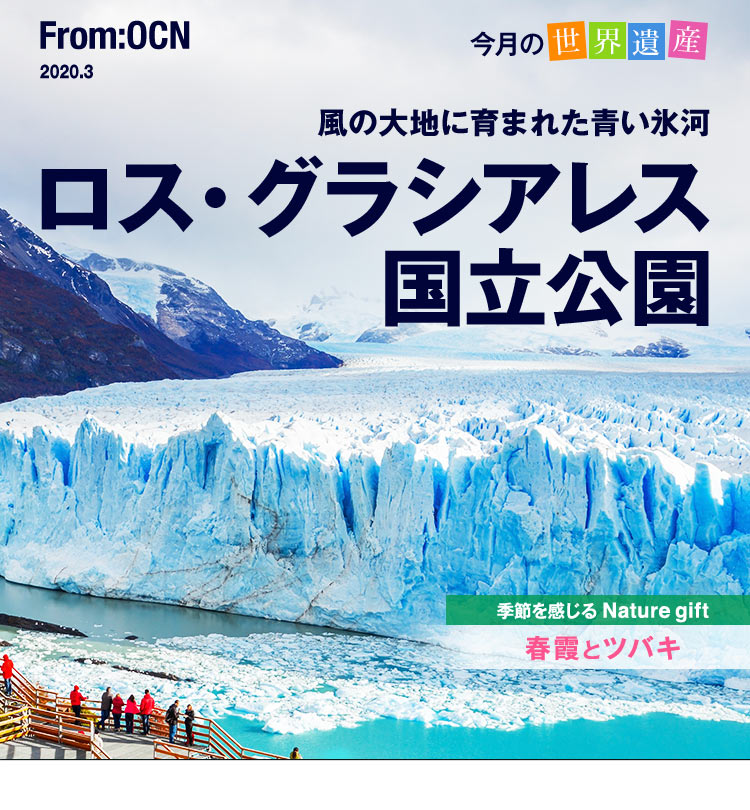 From:OCN 2020.3　今月の世界遺産：風の大地に育まれた青い氷河 ロス・グラシアレス国立公園／季節を感じる Nature gift：春霞とツバキ