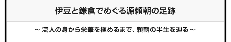 今月のテーマ：伊豆と鎌倉でめぐる源頼朝の足跡 ～流人の身から栄華を極めるまで、頼朝の半生を辿る～