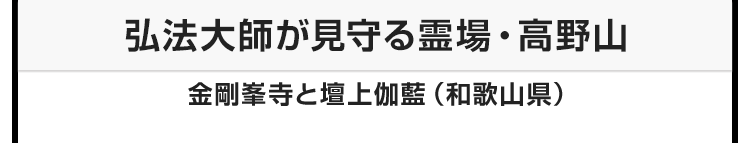 今月のテーマ：弘法大師が見守る霊場・高野山 金剛峯寺と壇上伽藍（和歌山県）